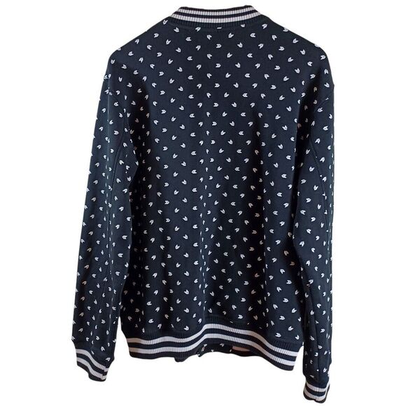 WESC Sz L Varsity Jacket Black Fox Print Button-Up Bomber Streetwear Skate Prep - Picture 8 of 11